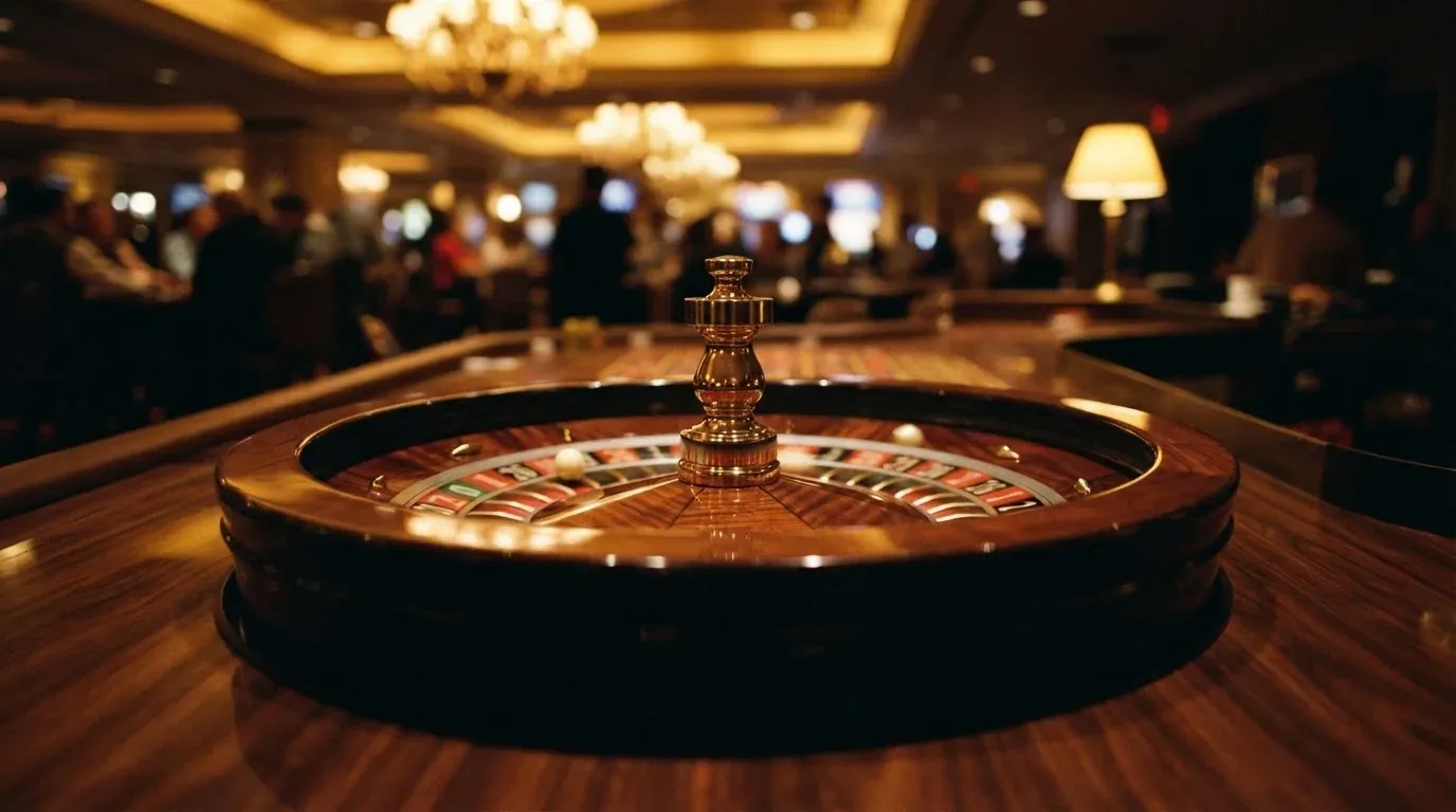 Ett roulettehjul snurrar på ett blankt träbord, den vita kulan glimmar i takljusets guld — live blackjack i sverige